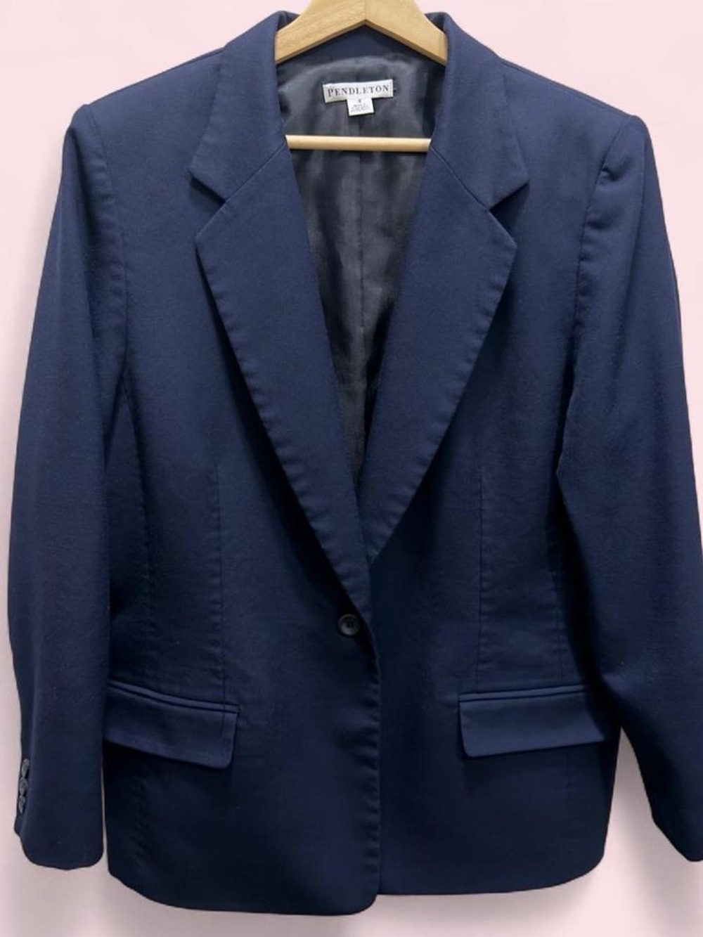 Pendleton Wool Women's Navy Single-Button Tailored Blazer Size 16